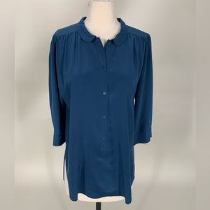 Wilfred teal 100% silk blouse.